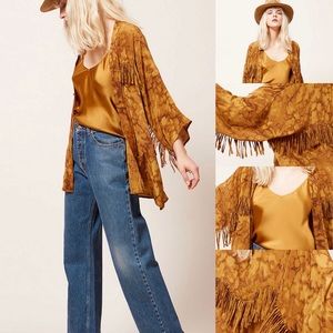 Mes Demoiselles Machistador Ochre Silk Fringe Cardigan